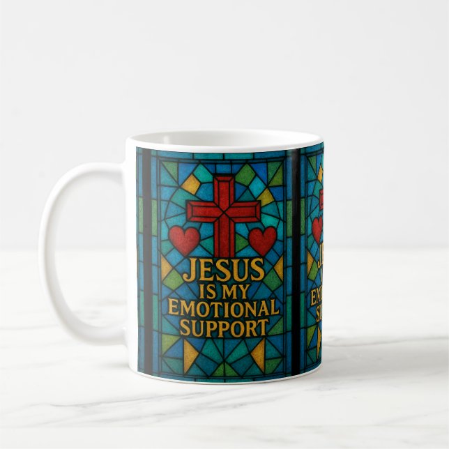 Korsfönster Jesus Kristet Gåva Kaffemugg (Vänster)