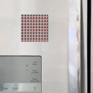 Korsformigt rutigt mönster med röda hjärtan magnet