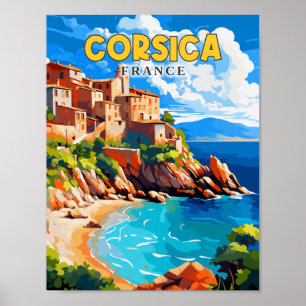 Korsika Frankrike vintage resor illustration Poster