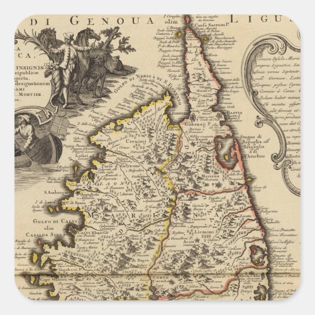 Korsika Fyrkantigt Klistermärke (Framsida)