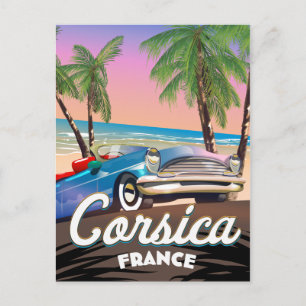 Korsika Retro bil reseraffisch Vykort