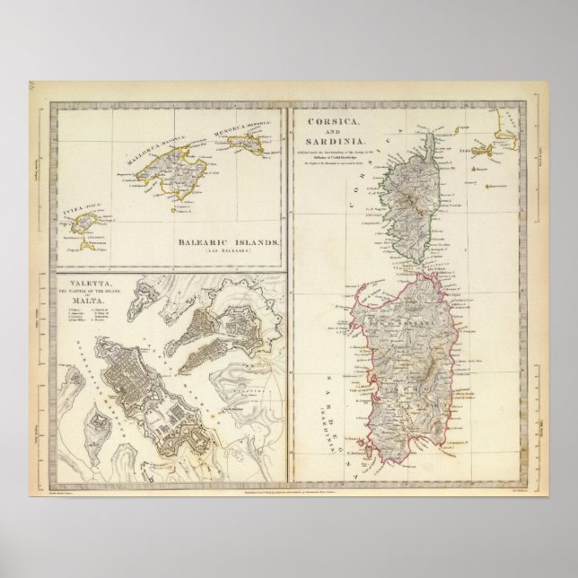 Korsika, Sardinien, Balearerna, Valletta Poster (Framsidan)