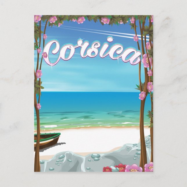Korsika strand reseskylt vykort (Framsida)