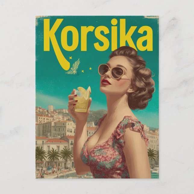 Korsika vintage vykort (Framsida)