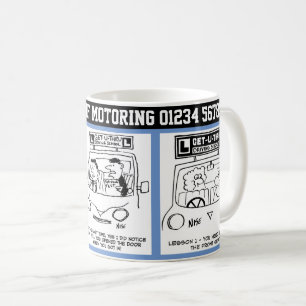 Körskola. 3 Tecknader i förarskolan. Kaffemugg
