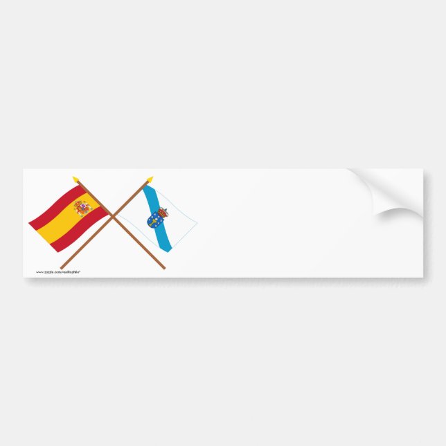 Korslagda flaggor för Spanien och Galicien Bildekal (Framsidan)