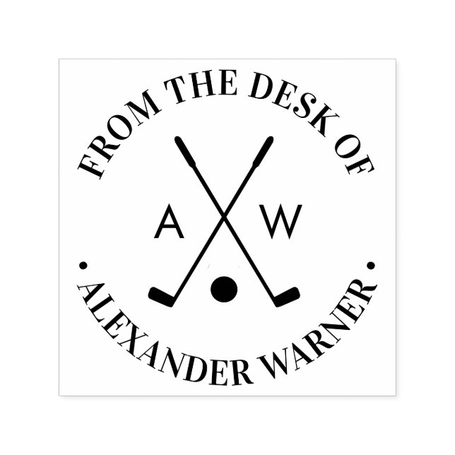 Korslagda golfklubbor golfboll monogram ”skrivbord självfärgande stämpel (Design)