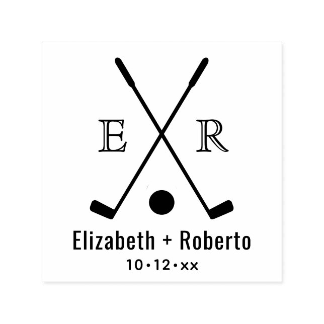 Korslagda Golfklubbor Par 2 Initial Monogram Självfärgande Stämpel (Design)