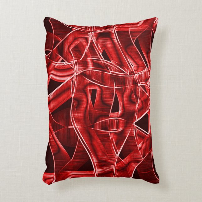 Korslagda överlappande röda akrylband rester prydnadskudde (Framsidan(Vertikal))
