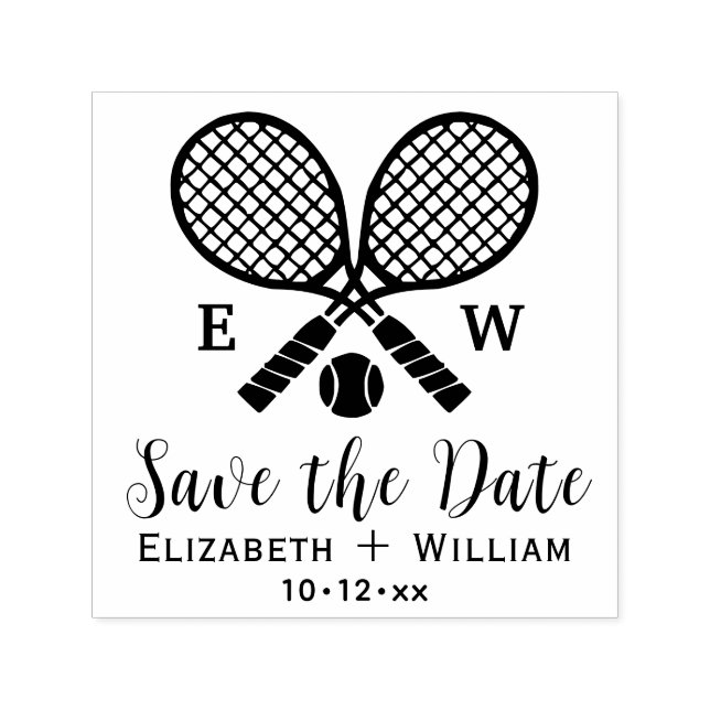Korslagda tenniskracketar Monogram Spara datum Självfärgande Stämpel (Design)