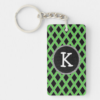Korsmönstrad monogramkeychain för grönt och för