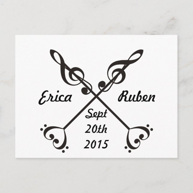 Korsning av musikpil - Spara datum Meddelande Vykort (Framsida)