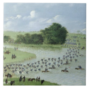 Korsning av Sanet Joaquin River, Paraguay, 1865 Kakelplatta