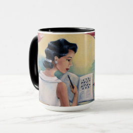 Korsordflicka & fågelkaffemugg mugg