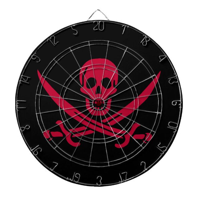 Korspiratflaggan Crimson Skull & Swords Calico Jac Darttavla (Framsidan)