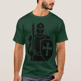 Korsriddare Knight Silhouette med svärd och sköld T Shirt