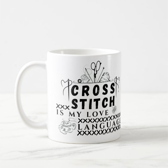 Korsstygn är mitt kärleksspråk - X-stygnsälskare Kaffemugg (Vänster)