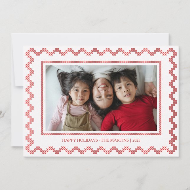 Korsstygningsram glad jul julkort (Framsida)