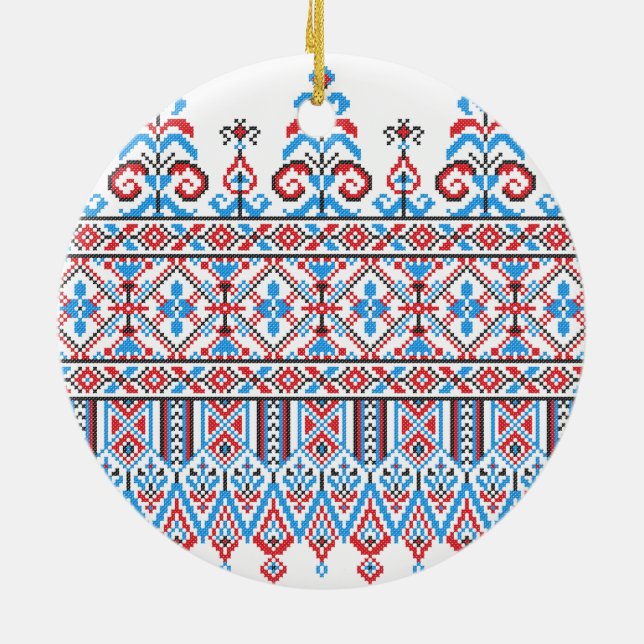 Korsstygnsdesign Julgransprydnad Keramik (Baksidan)
