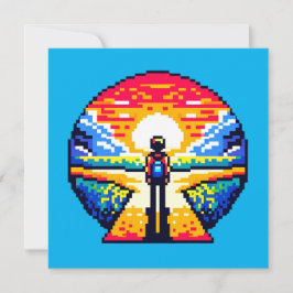 Korsvägar vid Sunset Thoughtful Pixel Art Journey Inbjudningar