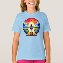 Korsvägar vid Sunset Thoughtful Pixel Art Journey T Shirt