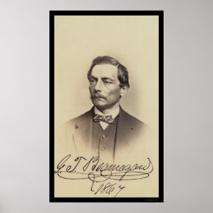 Kort 1867 för General Beauregard Underteckna Poster