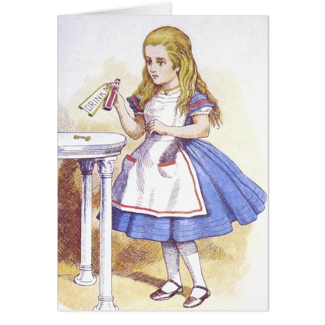 Kort: Alice i Wonderland - Drick mig Hälsningskort (Framsidan)