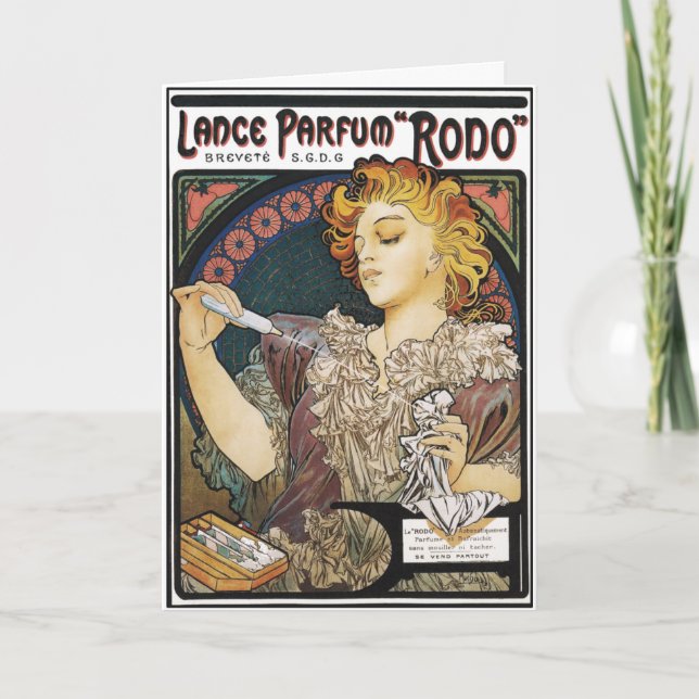 Kort: Alphonse Mucha- Lance Parfum "Rodo ", Helgkort (Framsida)
