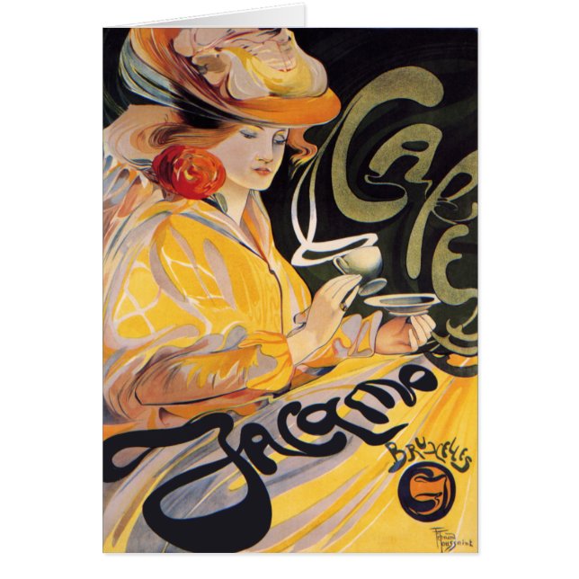 Kort: Art nouveau Café Hälsningskort (Framsidan)