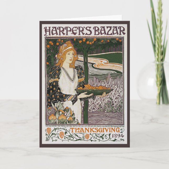 Kort: Art nouveau - L.Rhead - thanksgiving Helgkort (Framsida)