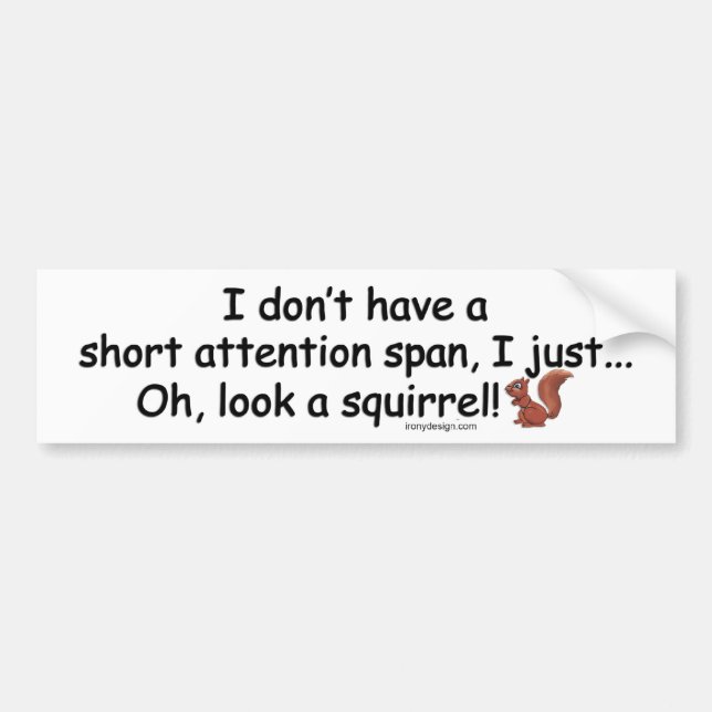 Kort Attention Span Squirrel Bildekal (Framsidan)