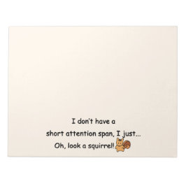 Kort Attention Span Squirrel Funny Anteckningsblock