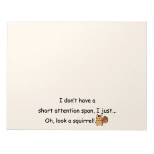 Kort Attention Span Squirrel Funny Anteckningsblock