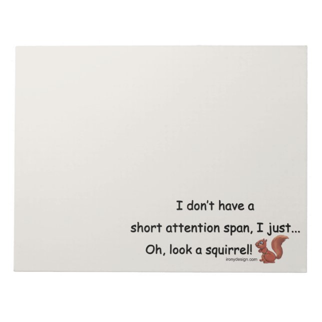 Kort Attention Span Squirrel Funny Grått Anteckningsblock (Framsida)