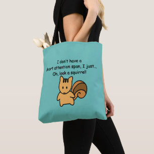 Kort Attention Span Squirrel Funny Grönt Tygkasse