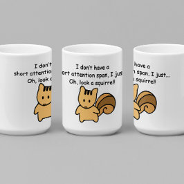 Kort Attention Span Squirrel Funny Kaffemugg