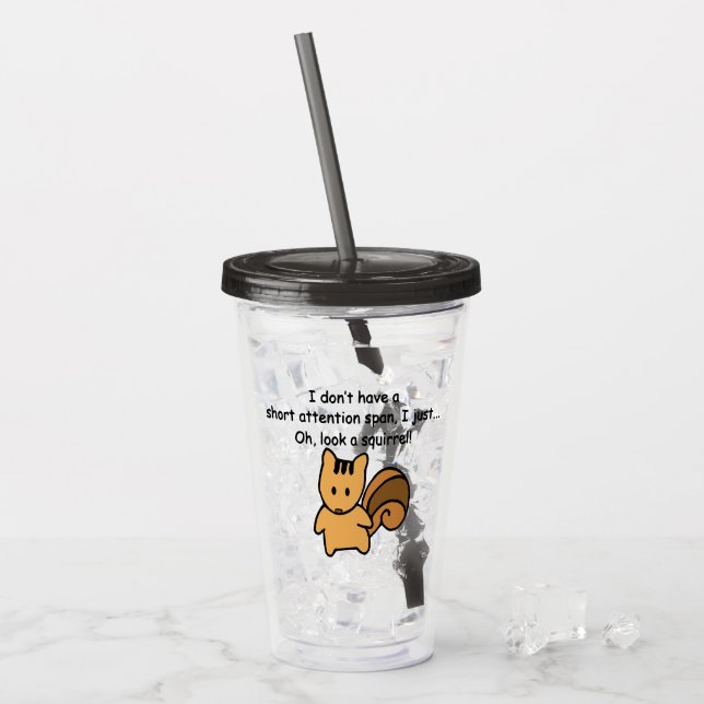 Kort Attention Span Squirrel Funny Take Away Mugg (Framsida Ice)