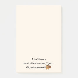 Kort Attention Span Squirrel Humor Post-it Block