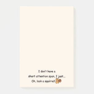 Kort Attention Span Squirrel Humor Post-it Block