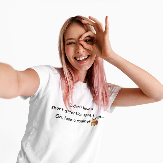 Kort Attention Span Squirrel Humor T Shirt (Skapare uppladdad)
