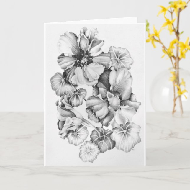 Kort - B&W Nasturtium (Gul blomma)