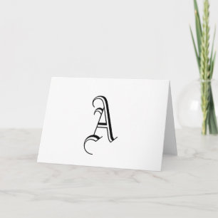 Kort_Customizable_Black och vit för Monogram "A" Anteckningskort