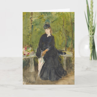 Kort Dam på bänk Berthe Morisot Målning