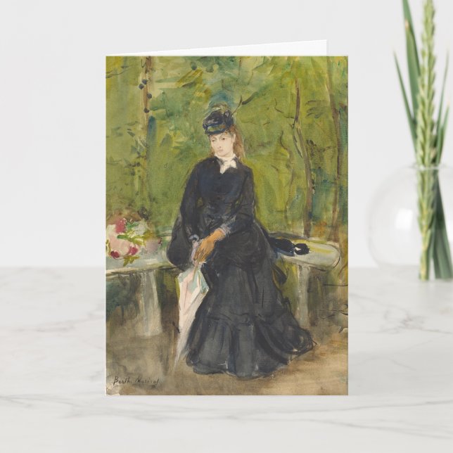 Kort Dam på bänk Berthe Morisot Målning (Framsida)