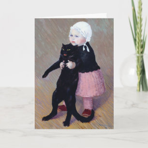 Kort: En liten flicka med en katt av Steinlen Helgkort