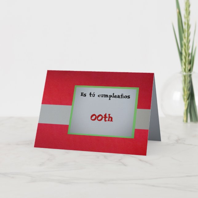 Kort - Es tú cumpleaños - Red/Grått/Grönt (Framsida)