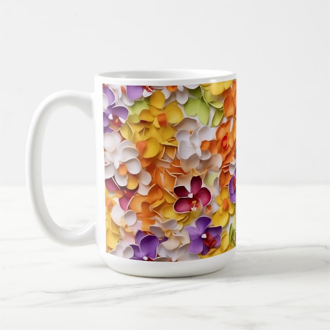 KORT FÄRGAD 3D LOOK ORCHIDS KAFFEMUGG (Vänster)