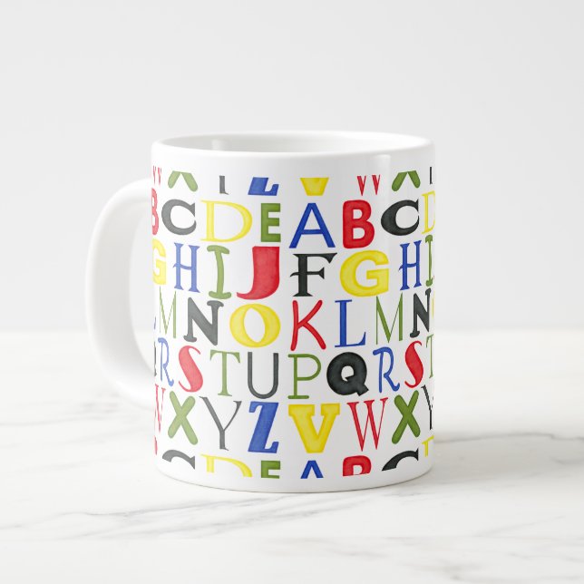 Kort Färgad Brev av Megan Meagher Jumbo Mugg (Framsida vänster)