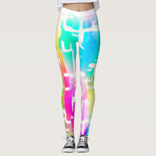 Kort Färgad Crazy Rustic Abstrakt Mönster Leggings