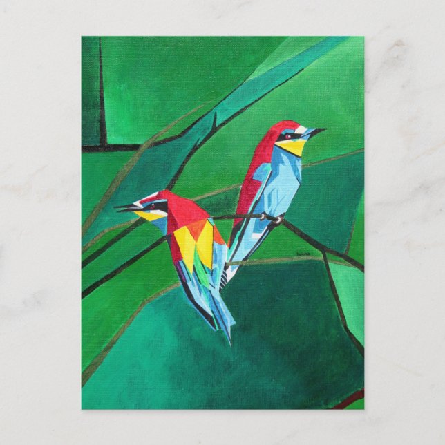 Kort Färgad European Bee Eaters Geometric Art (Framsida)